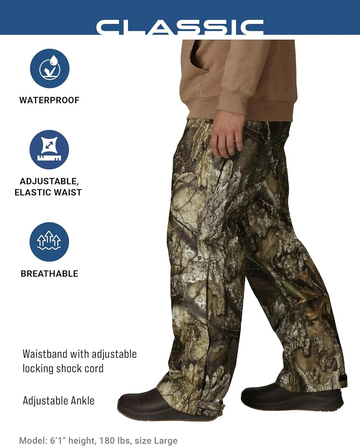 FROGG TOGGS Men's Classic Pro Action Waterproof Breathable Rain Pant