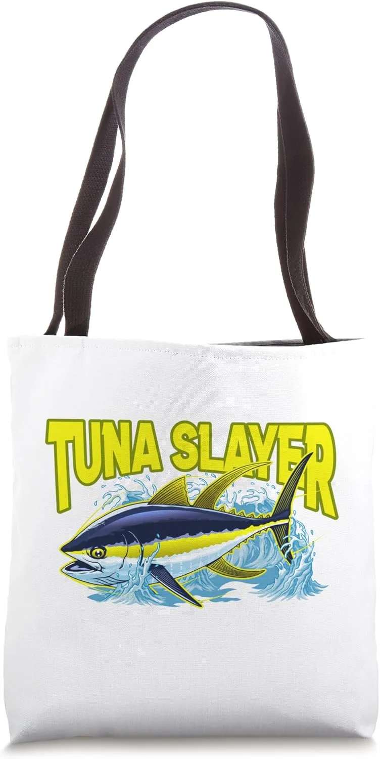 Funny Tuna Slayer Yellowfin Tuna Fishing Vintage Retro Tote Bag