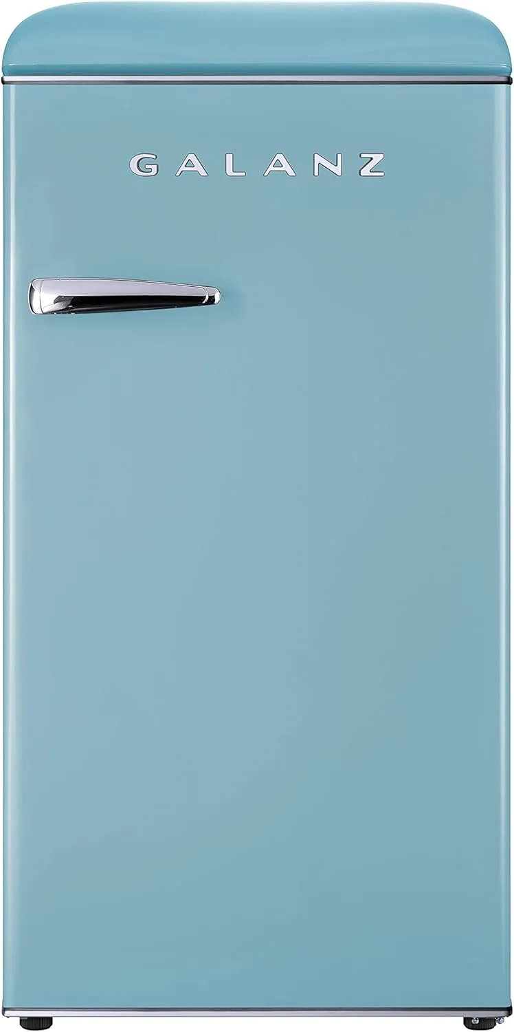 Galanz GLR33MBER10 Retro Compact Refrigerator, Single Door Fridge, Adjustable Mechanical Thermostat with Chiller, Blue, 3.3 Cu Ft