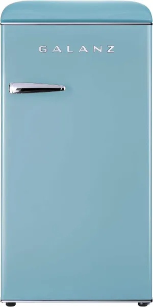 Galanz GLR33MBER10 Retro Compact Refrigerator, Single Door Fridge, Adjustable Mechanical Thermostat with Chiller, Blue, 3.3 Cu Ft