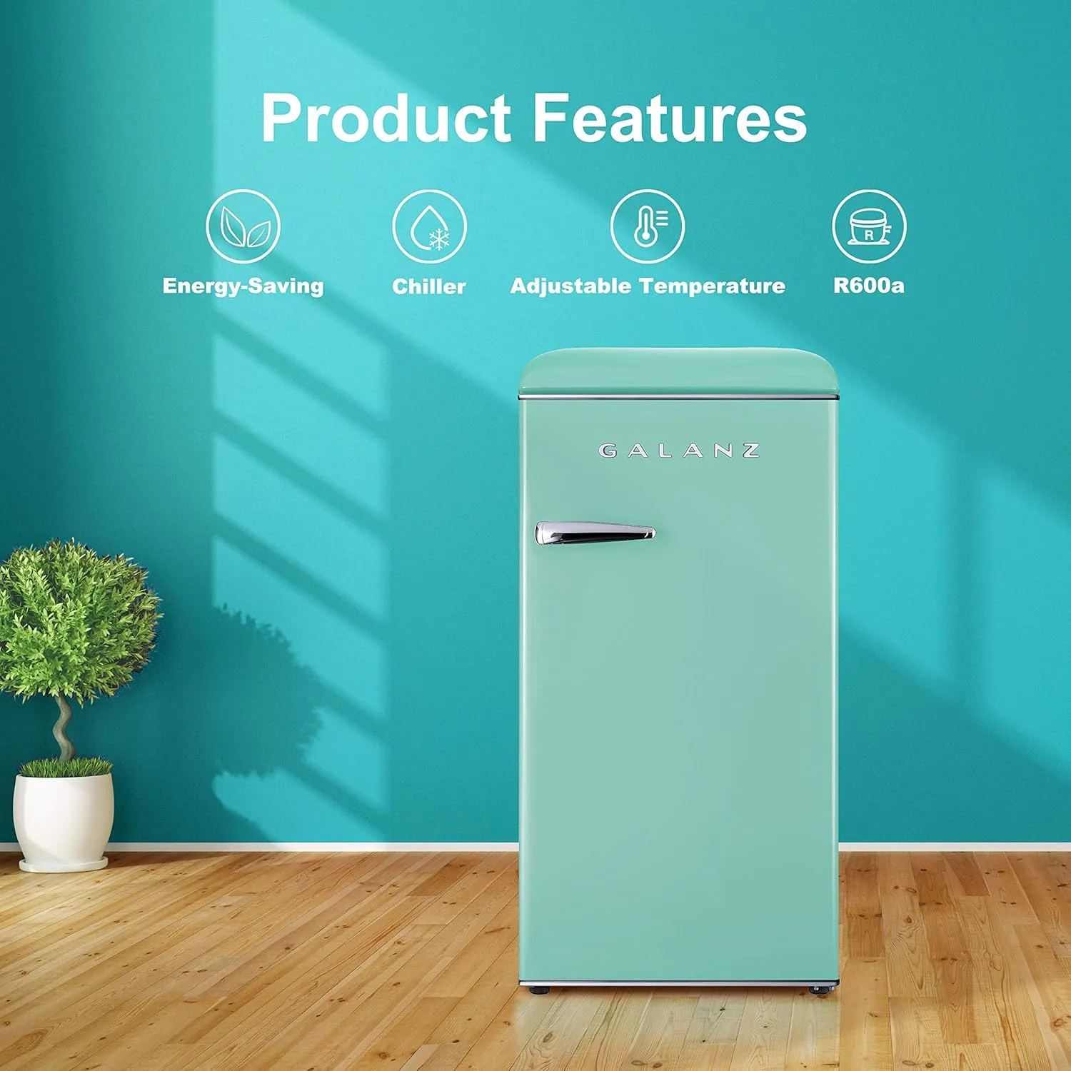 Galanz GLR33MGNR10 Retro Compact Refrigerator, Single Door Fridge, Adjustable Mechanical Thermostat with Chiller, Green, 3.3 Cu Ft