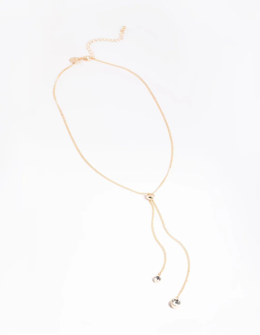 Gold Adjustable Slide Diamante Necklace