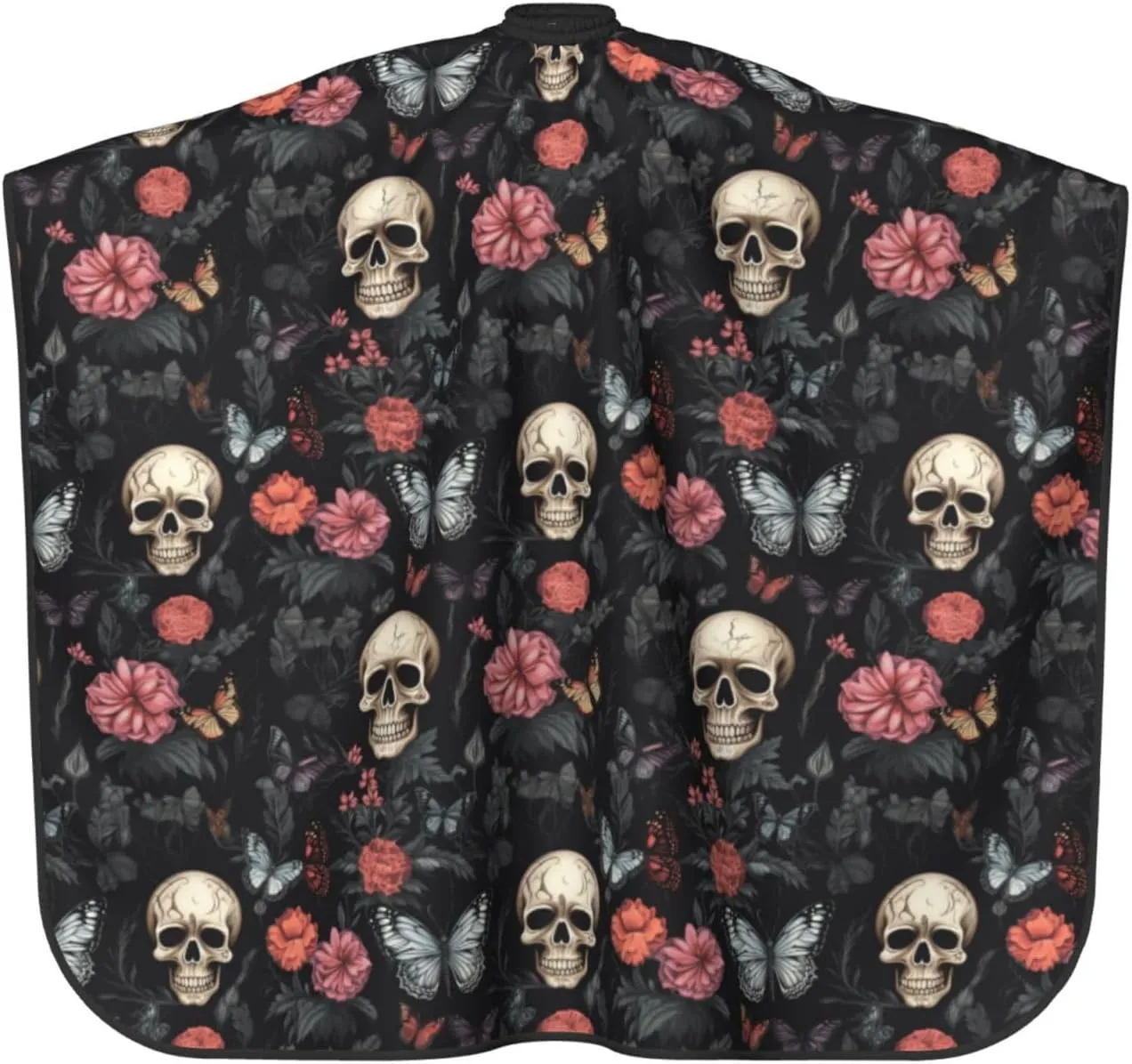 Gothic Flower Butterfly Sugar Skull Barber Cape with Adjustable Buckle Hair Cutting Salon Cape for Unisex, Perfect for Hairstylists