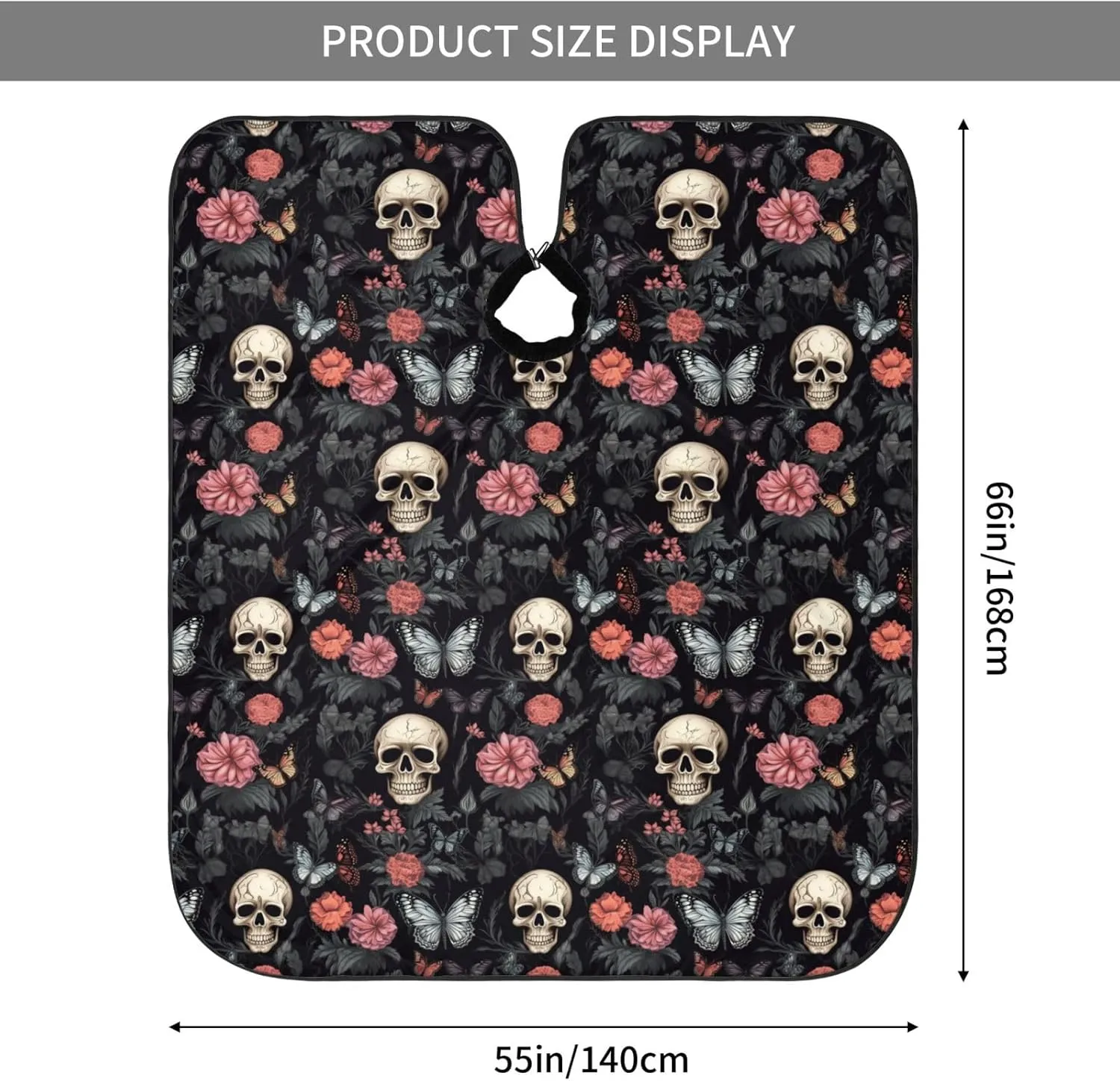 Gothic Flower Butterfly Sugar Skull Barber Cape with Adjustable Buckle Hair Cutting Salon Cape for Unisex, Perfect for Hairstylists