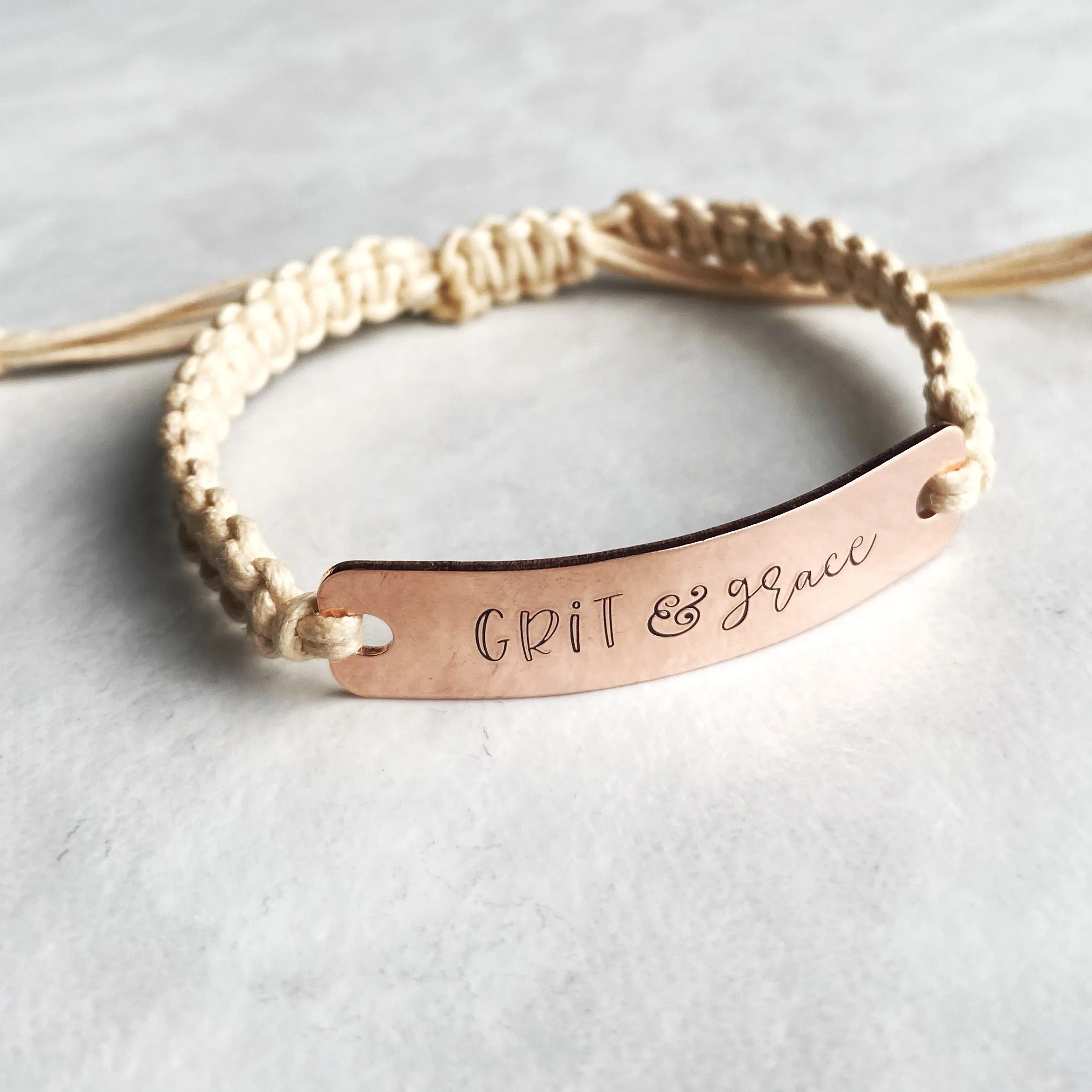“Grit and grace” adjustable macrame bracelet