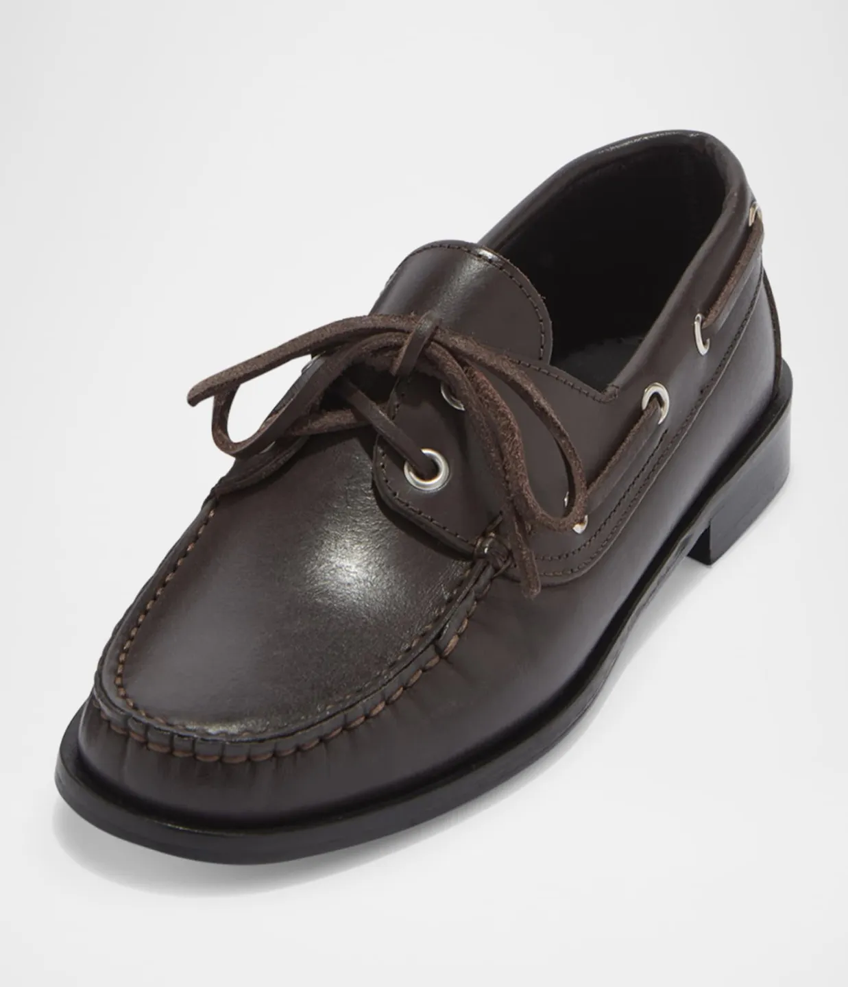Harris Calf Leather Boat Shoe  in Moka