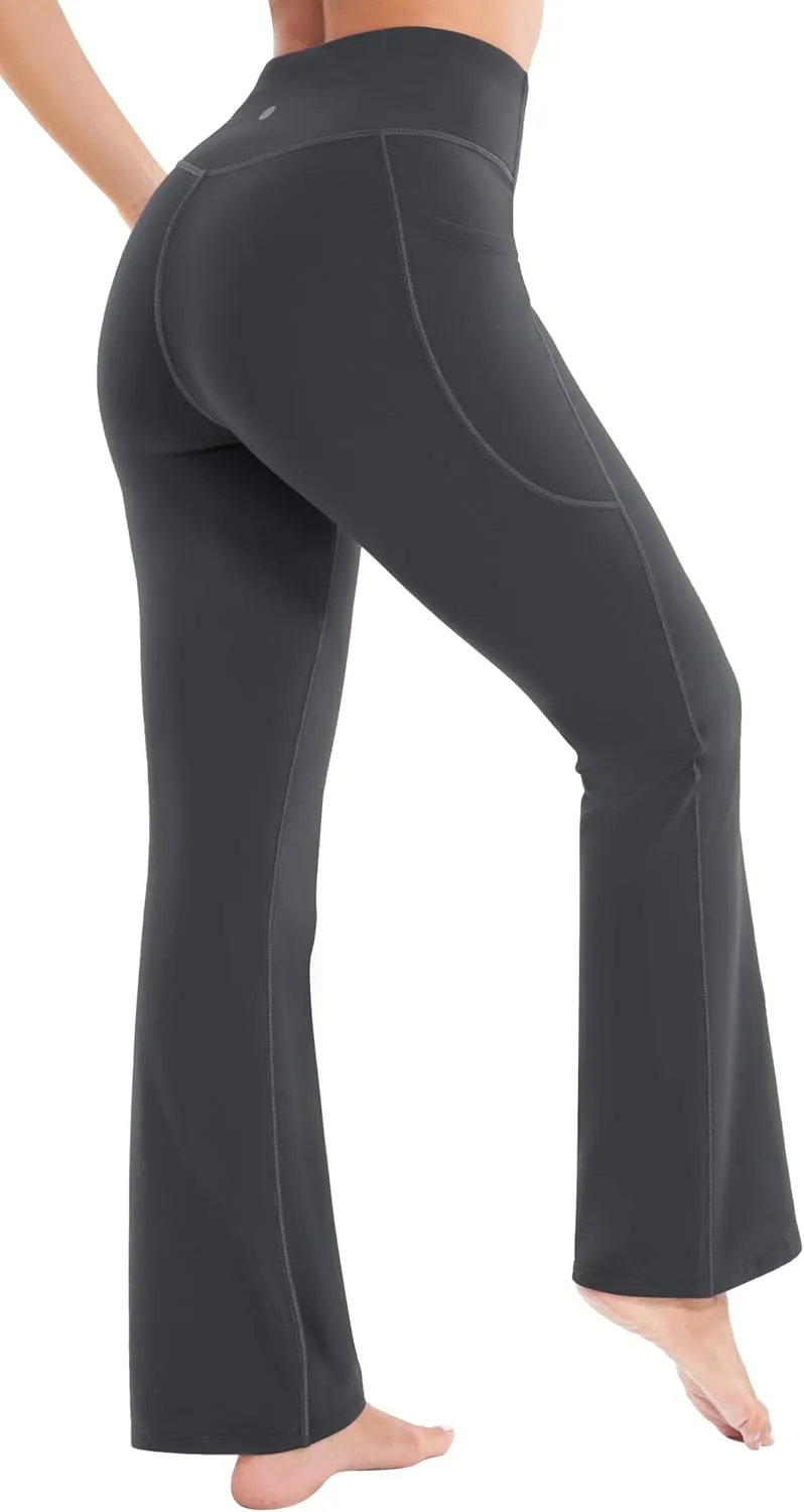 Heathyoga Fleece Lined Pants Women Yoga Pants with Pockets for Women Thermal Pants High Waist Flare Leggings for Winter