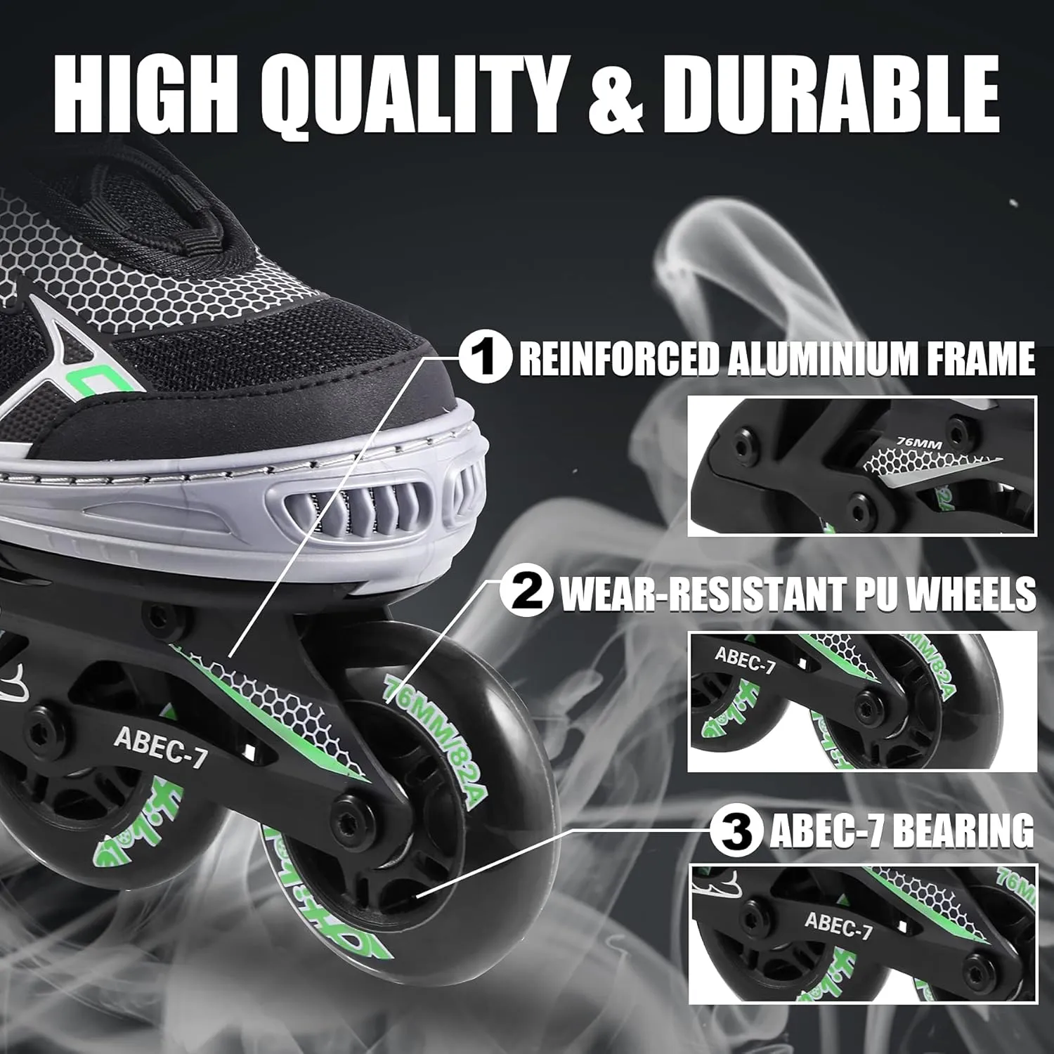 Hikole Adjustable Inline Skates for Kids and Adults, Outdoor Roller Fitness Blades for Men and Women, Beginner Roller Skates for Girls and Boys