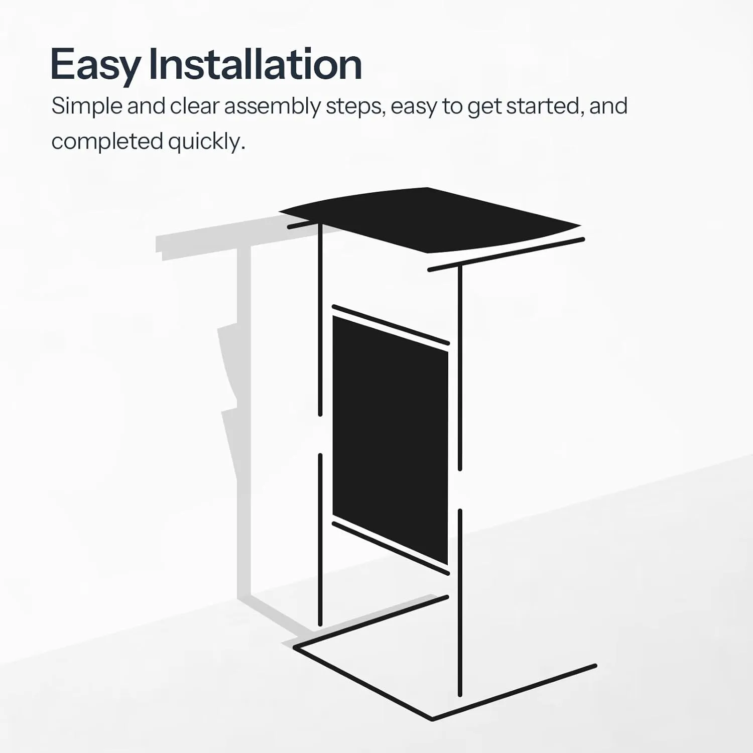 HOOBRO C Shaped End Table with Storage Bag, 28.3" Tall Small Side Table for Couch, Slide Under Sofa, TV Tray for Small Place, Sturdy Frame, Living Room, Bedroom, Greige and Black BG40SF01