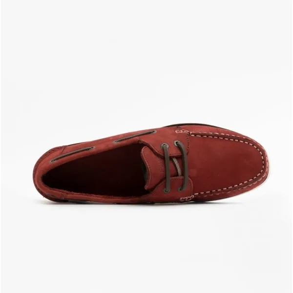 Hush Puppies HENRY Mens Leather Boat Shoes Red
