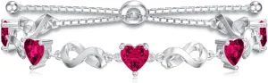 Infinity Love Heart Birthstone Bracelet 925 Sterling Silver Birthday 12 Gemstones Adjustable Bracelets Jewelry for Mother Wife