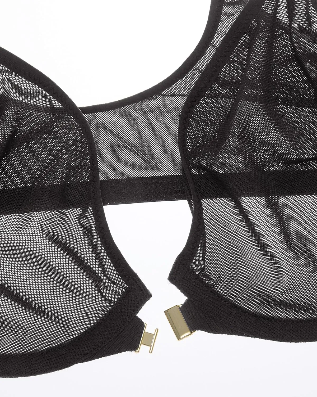INLYRIC Women's Cosnufy Sheer Front Closure Bra - Demi Sexy Seamless Unlined No Padding Mesh Underwire Bra