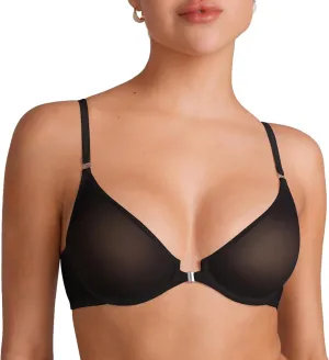INLYRIC Women's Cosnufy Sheer Front Closure Bra - Demi Sexy Seamless Unlined No Padding Mesh Underwire Bra
