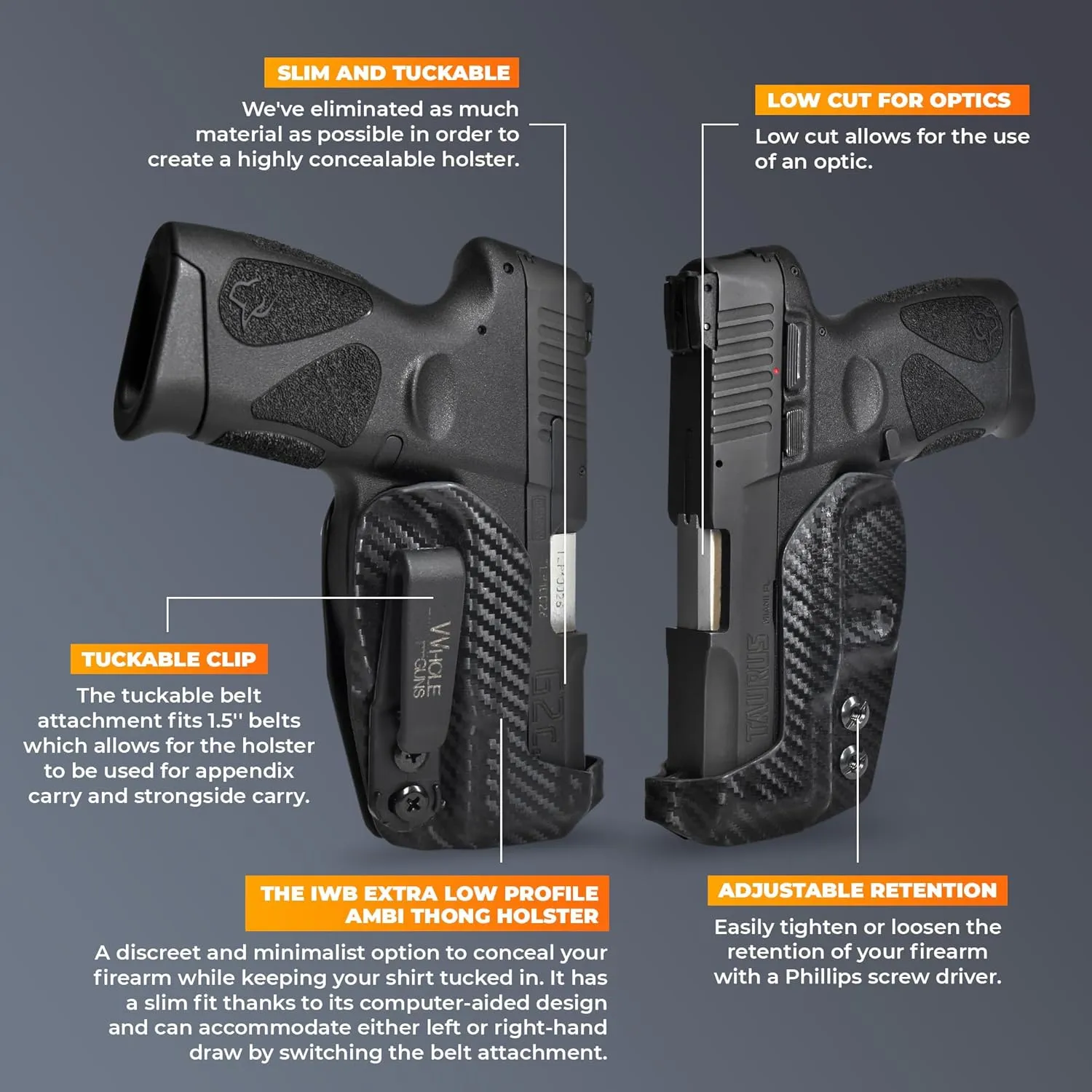 IWB Extra Low Profile Thong - Inside The Waistband Holster - fits Shadow Systems MR920 Combat/Elite