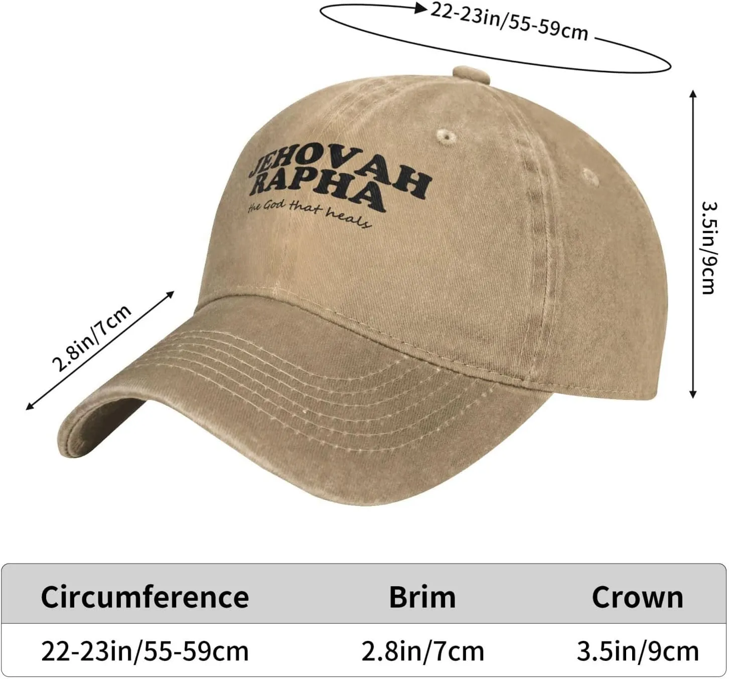 Jehovah Rapha The God Who Heals Baseball Hat Adjustable Classic Dad Hat for Men Women,Black