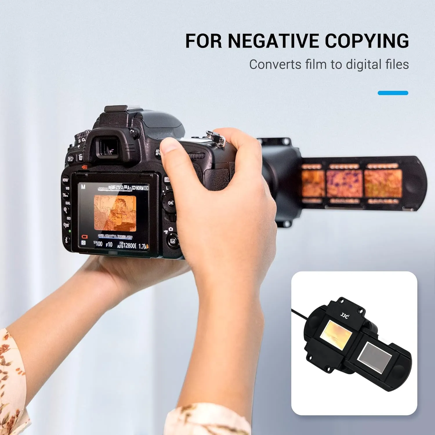JJC 35mm Film Digitizing LED Light Set for Negatives Copying with 35mm Film Strips & Slides Holder, 10 Levels Brightness LED Backlight for Converting Photo Slides and Negative to Digital Files