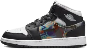 Jordan Boy's Air 1 Mid (Big Kid) Black/Dark Concord/New Emerald 7 Big Kid M