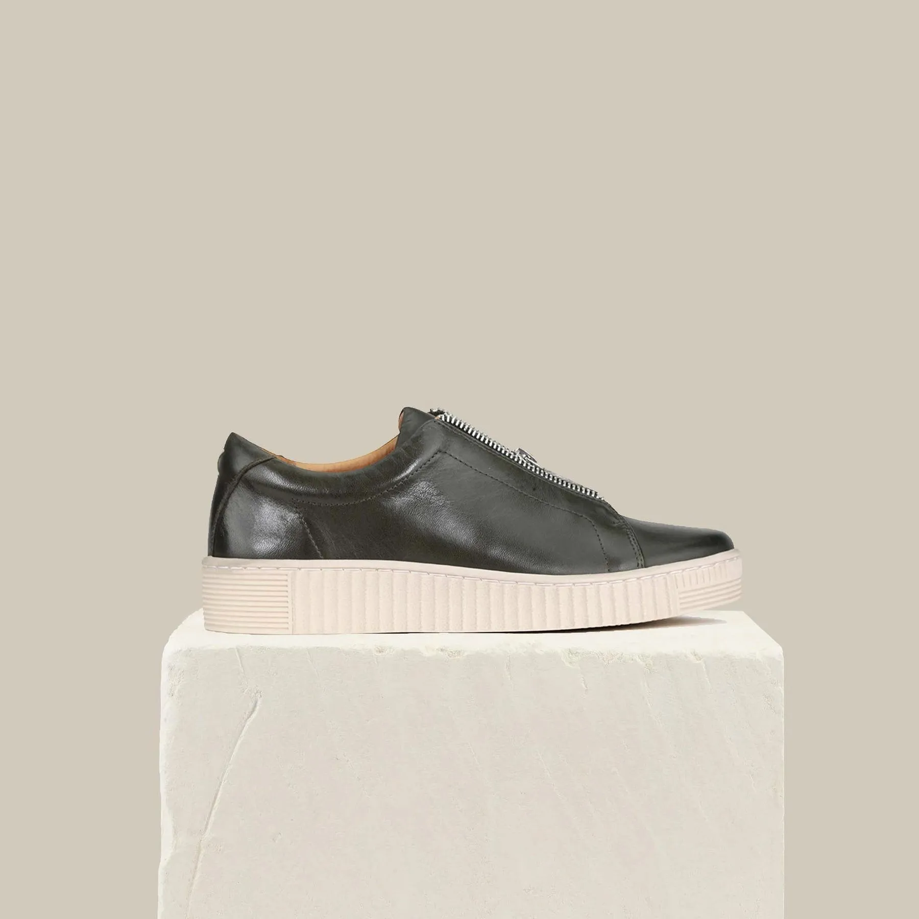 JOYA LEATHER CHUNKY ZIPPER SNEAKERS