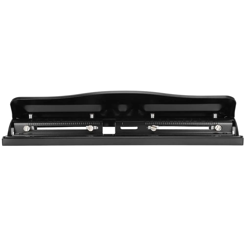 Joyzan Desktop Hole Punch, 4 Hole Paper Office Ring Puncher 10 Sheet Capacity Adjustable Squeeze Metal School Supplies Heavy Duty Low Effort Portable Manual Machines 999D for Studio Home Black