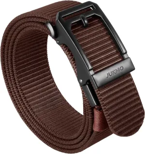 JUKMO Men's Ratchet Tactical Gun Belt, 1.5" Nylon Web Work Belt with Automatic Slide Buckle, Adjustable Trim to Fit