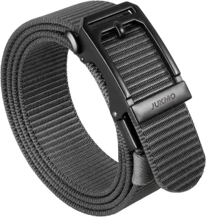 JUKMO Men's Ratchet Tactical Gun Belt, 1.5" Nylon Web Work Belt with Automatic Slide Buckle, Adjustable Trim to Fit
