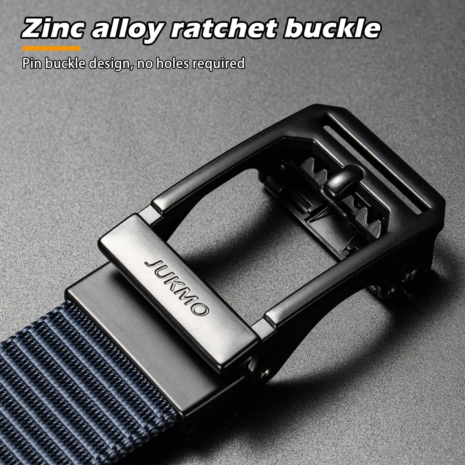 JUKMO Men's Ratchet Tactical Gun Belt, 1.5" Nylon Web Work Belt with Automatic Slide Buckle, Adjustable Trim to Fit