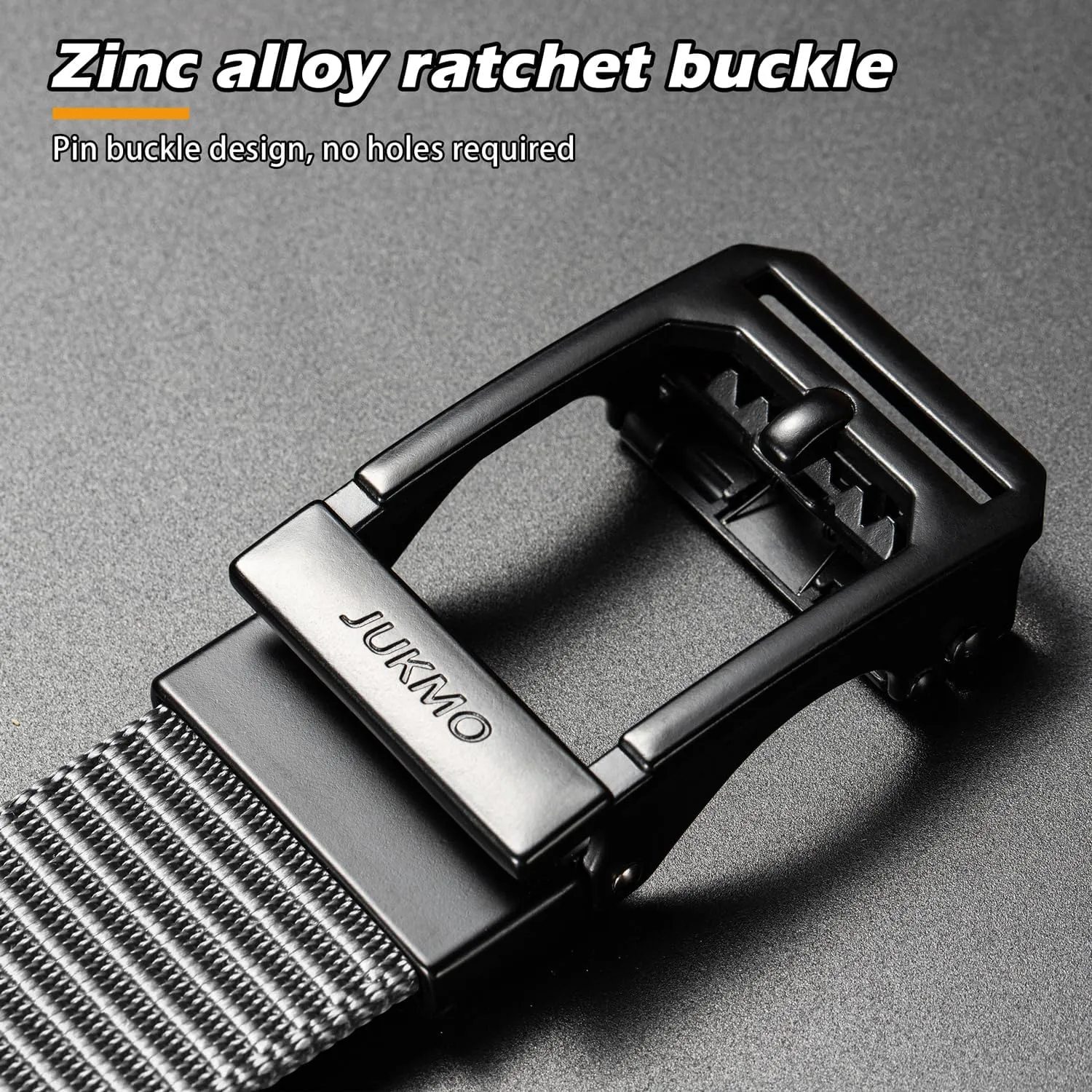 JUKMO Men's Ratchet Tactical Gun Belt, 1.5" Nylon Web Work Belt with Automatic Slide Buckle, Adjustable Trim to Fit