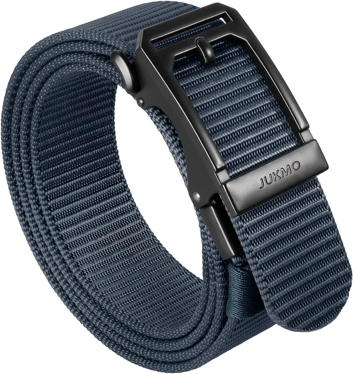 JUKMO Men's Ratchet Tactical Gun Belt, 1.5" Nylon Web Work Belt with Automatic Slide Buckle, Adjustable Trim to Fit