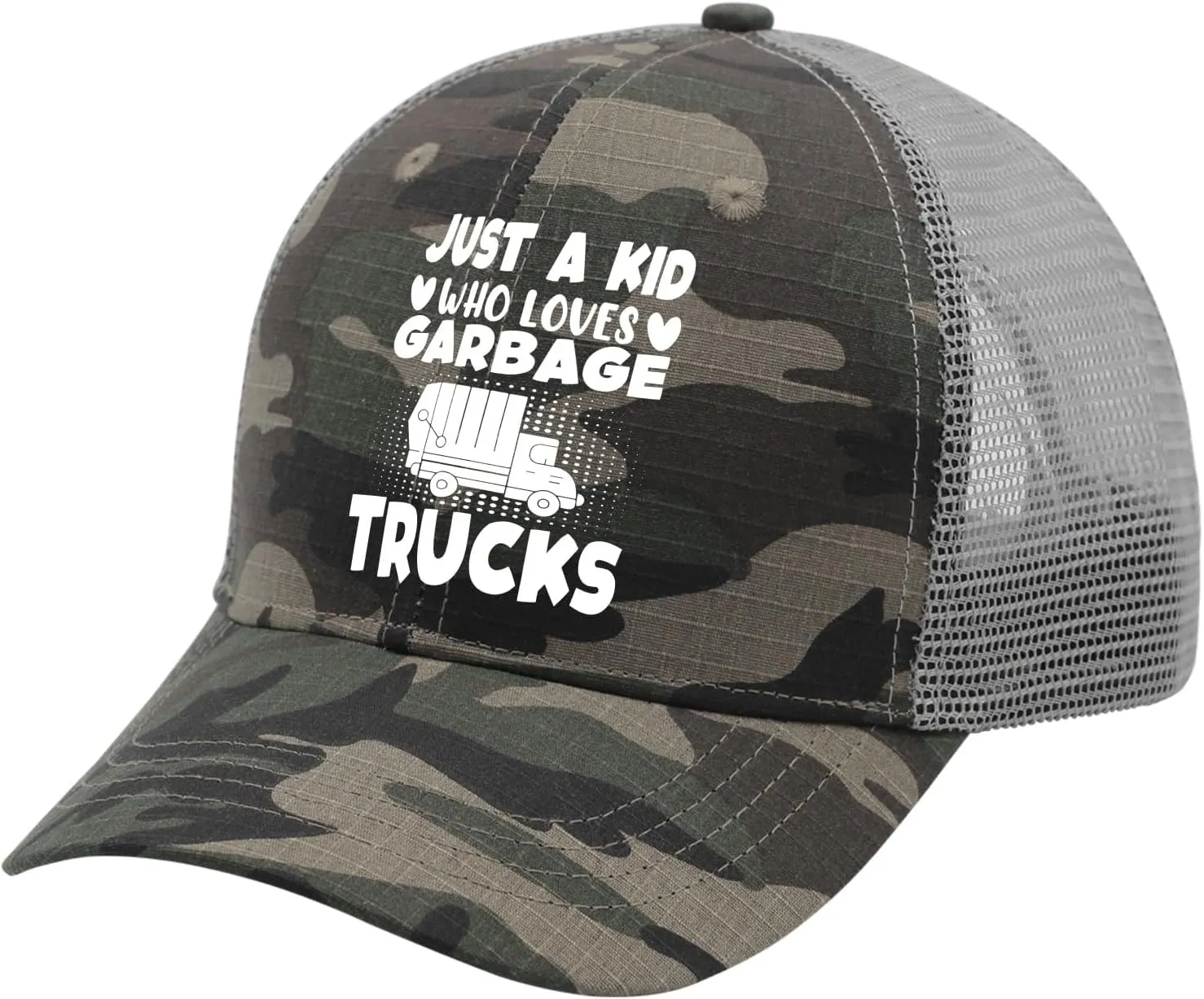 Just A Kid Who Loves Garbage Trucks Golf Hat Woman Hat AllBlack Custom Hat Gifts for Son Hiking Caps