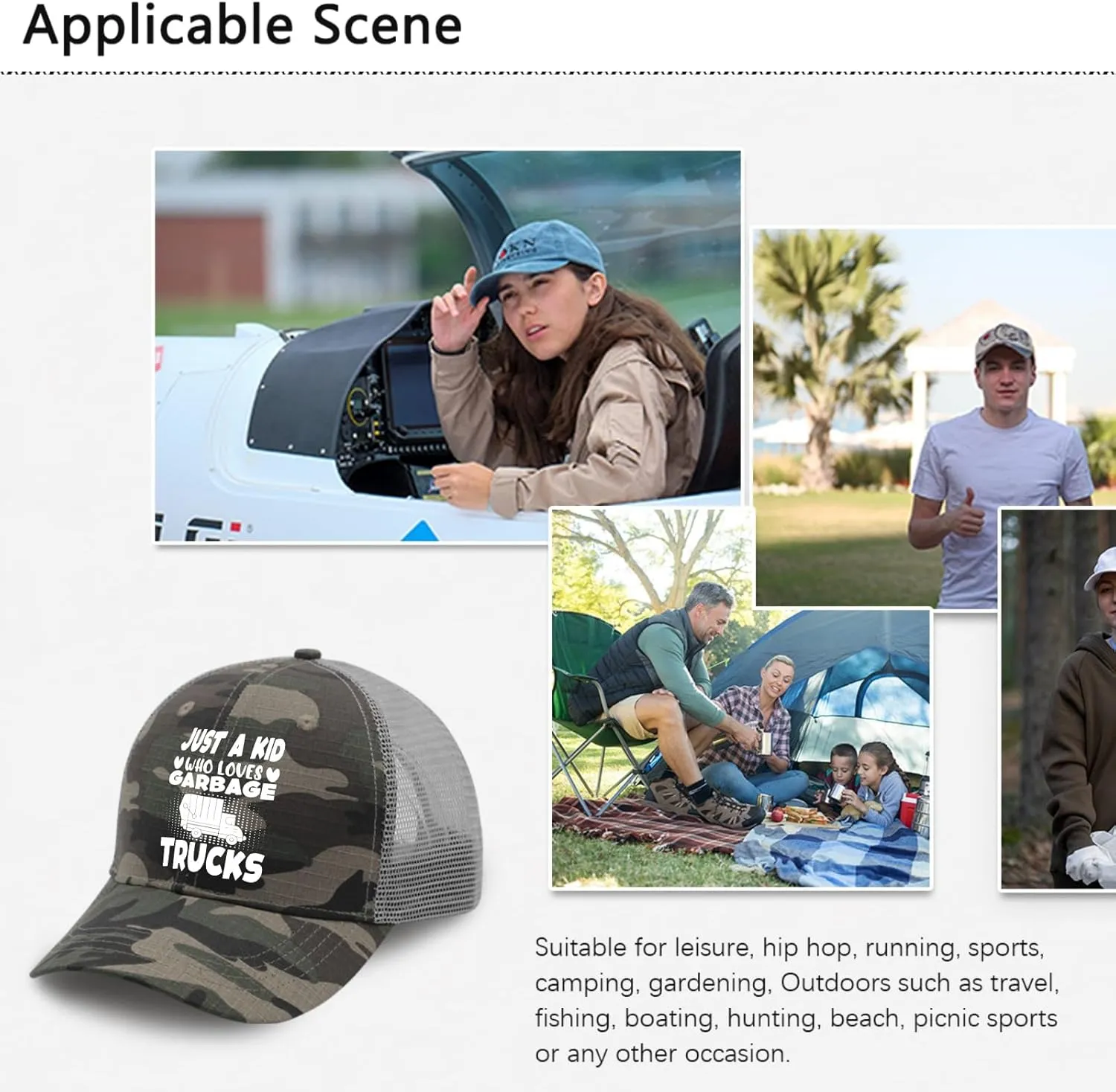 Just A Kid Who Loves Garbage Trucks Golf Hat Woman Hat AllBlack Custom Hat Gifts for Son Hiking Caps