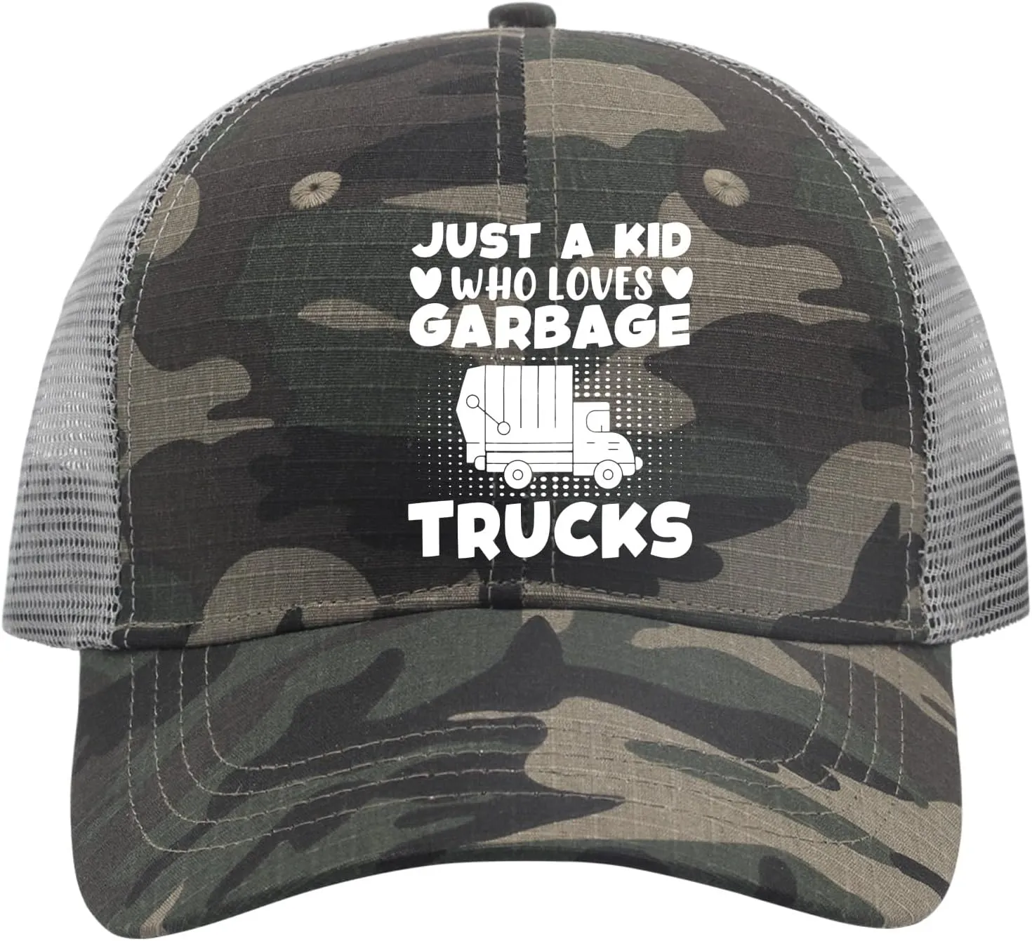 Just A Kid Who Loves Garbage Trucks Golf Hat Woman Hat AllBlack Custom Hat Gifts for Son Hiking Caps