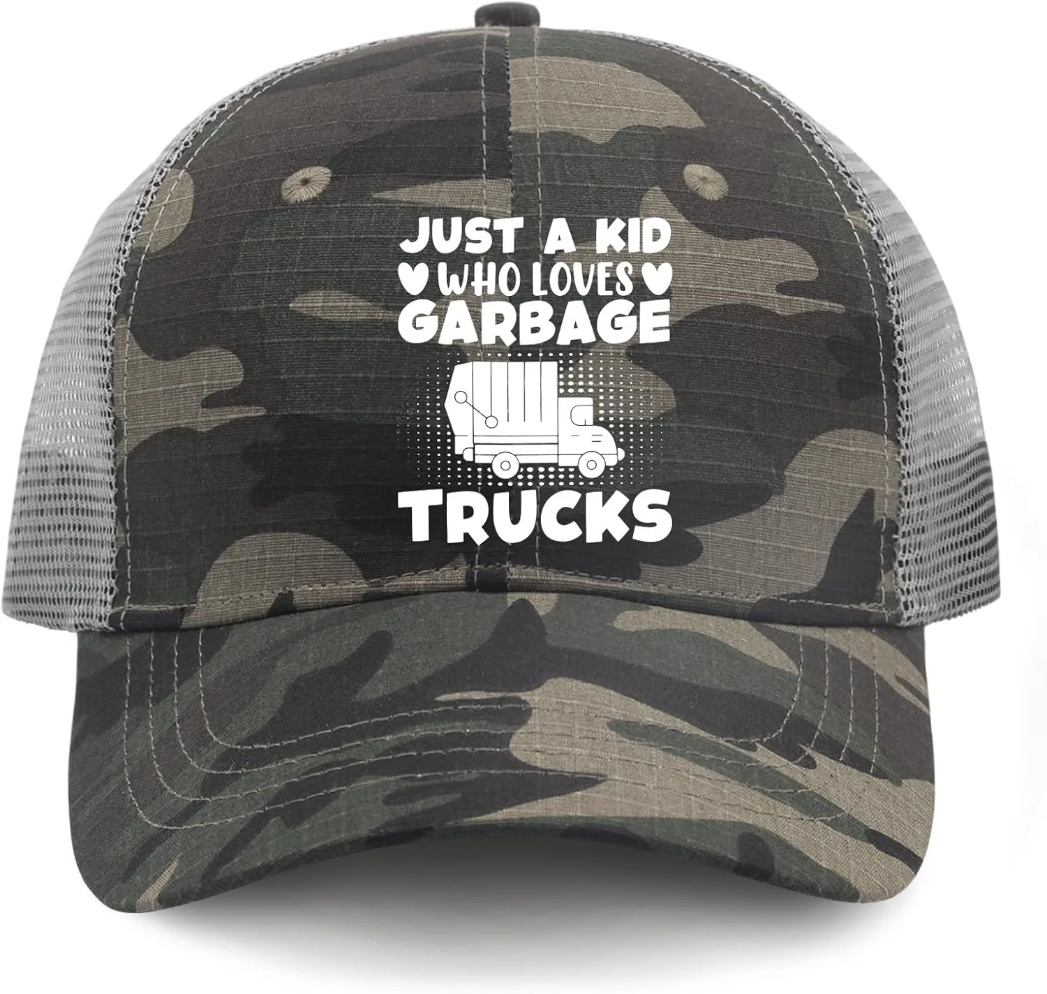 Just A Kid Who Loves Garbage Trucks Golf Hat Woman Hat AllBlack Custom Hat Gifts for Son Hiking Caps