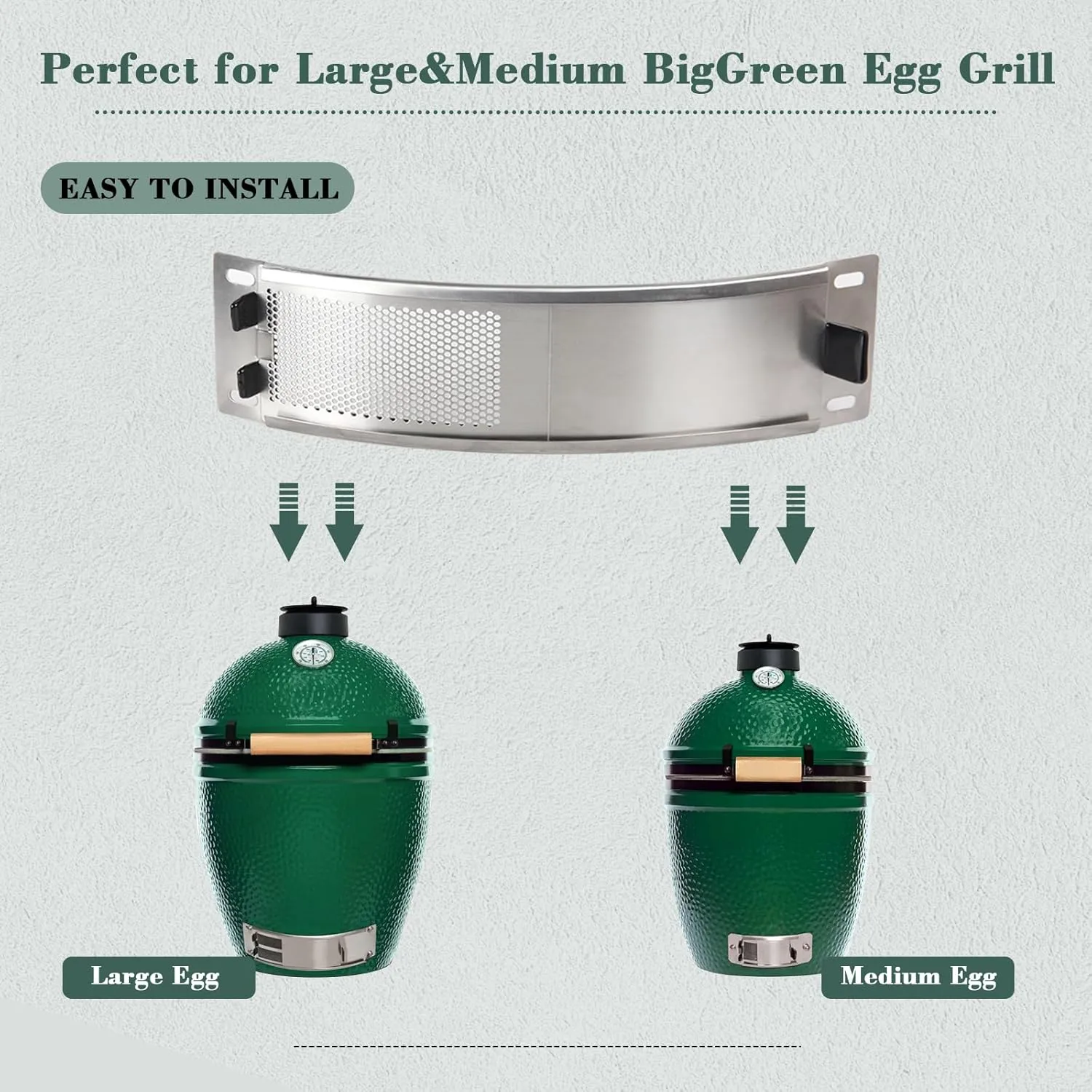 KAMaster Stainless Steel Draft Door for Big Green Eggs Large/Medium | Adjustable Bottom Vent Replacement with Heavy-Duty Mesh | Kamado Grill Accessories Compatible