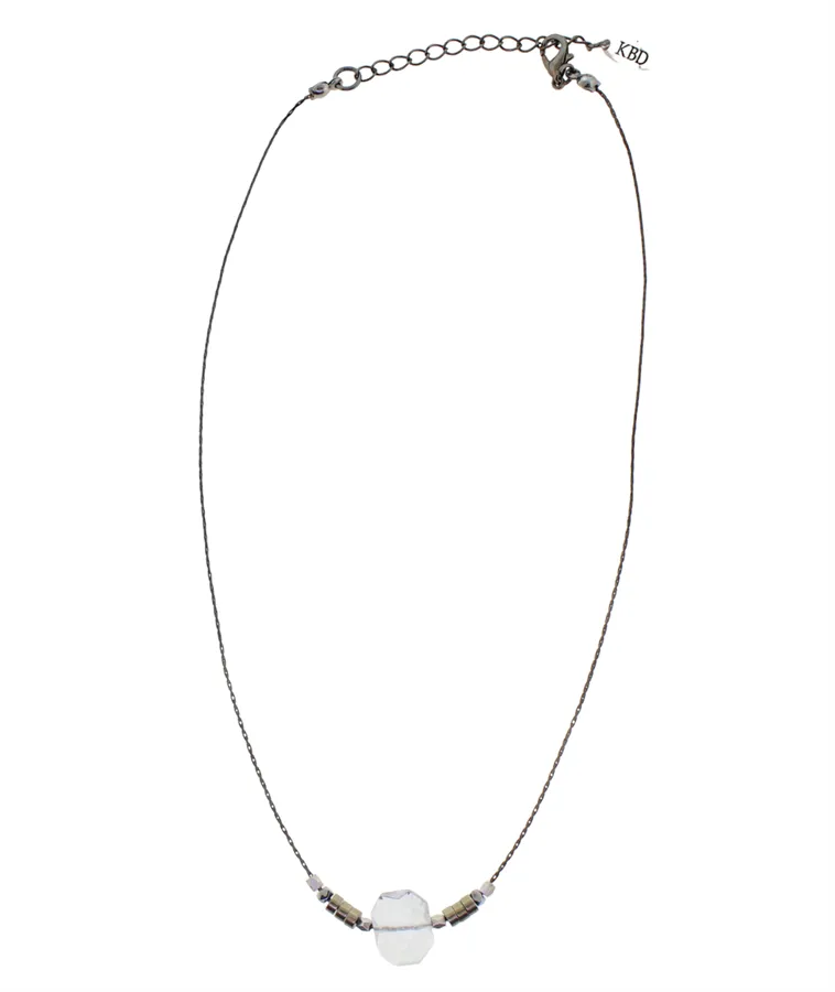 KBD Crystal Slice and Pyrite Heishi Necklace