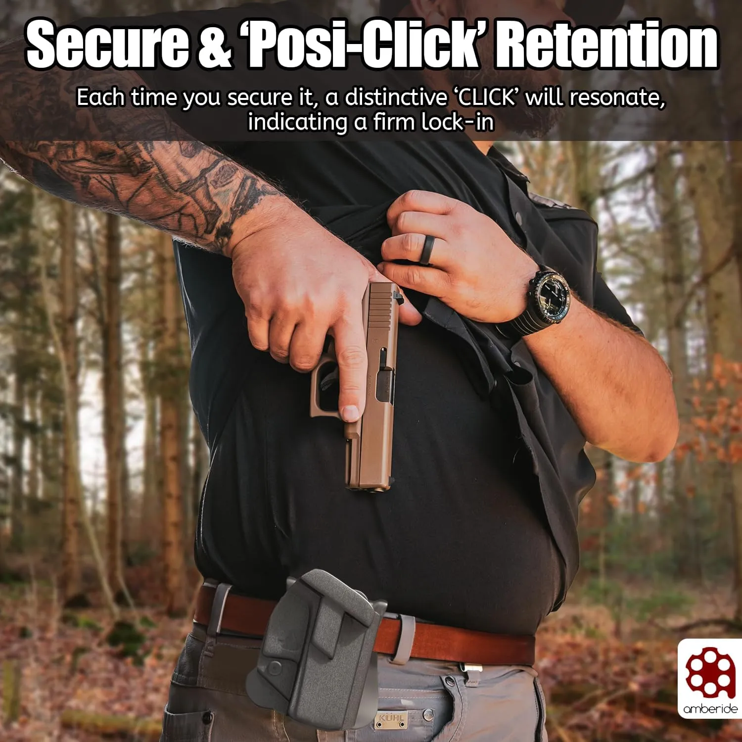 Kimber Micro 9 Holster IWB OWB Kydex Holster Fit: Kimber Micro 9mm Pistol – Inside Waistband Concealed Carry – Adjustable Cant & 'Posi-Click' Retention – No Wear - No Jitter - USA Made by Amberide