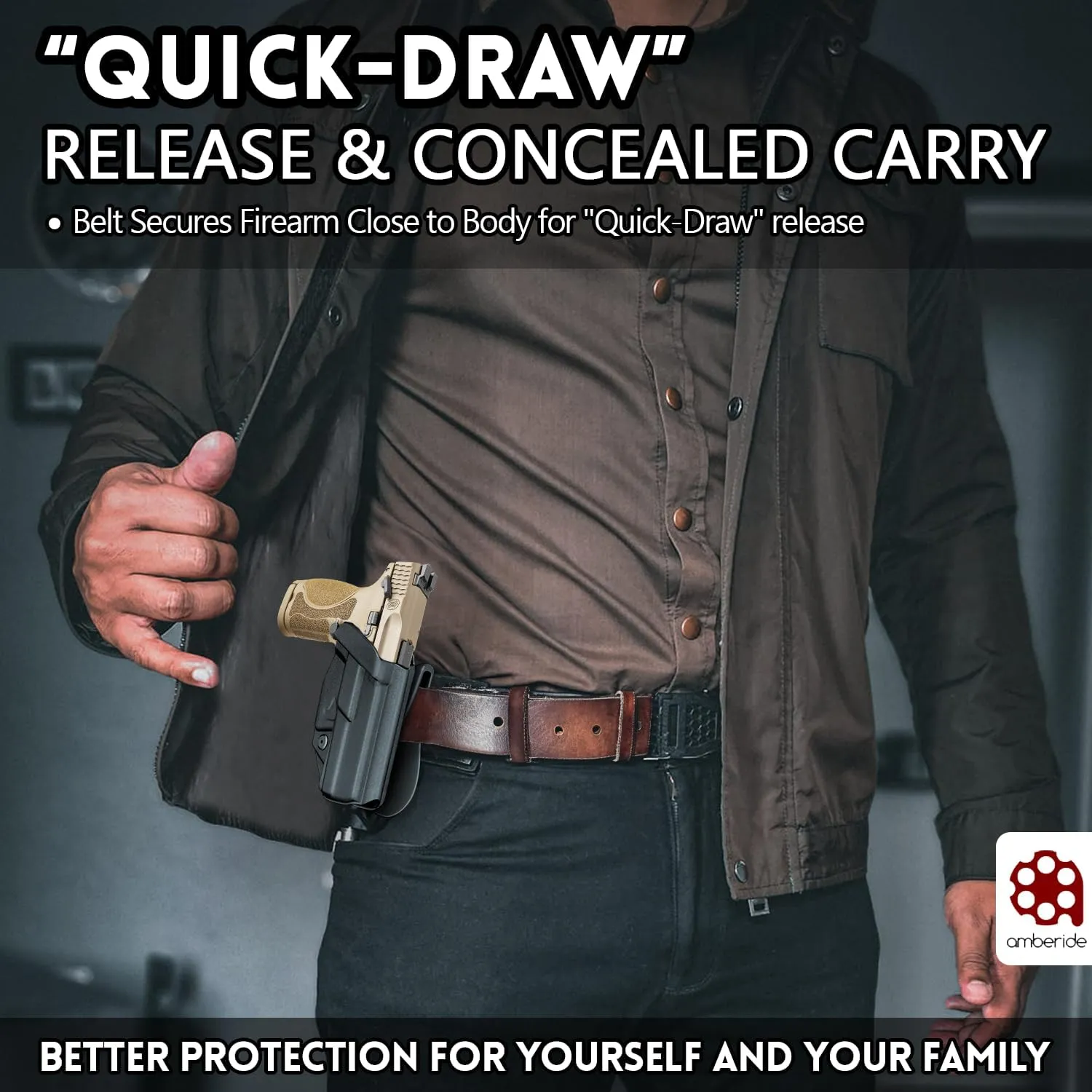 Kimber Micro 9 Holster IWB OWB Kydex Holster Fit: Kimber Micro 9mm Pistol – Inside Waistband Concealed Carry – Adjustable Cant & 'Posi-Click' Retention – No Wear - No Jitter - USA Made by Amberide