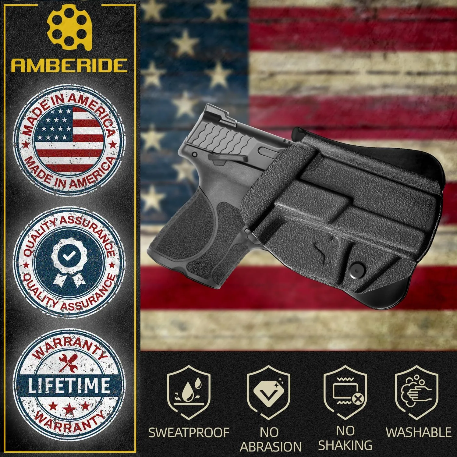 Kimber Micro 9 Holster IWB OWB Kydex Holster Fit: Kimber Micro 9mm Pistol – Inside Waistband Concealed Carry – Adjustable Cant & 'Posi-Click' Retention – No Wear - No Jitter - USA Made by Amberide