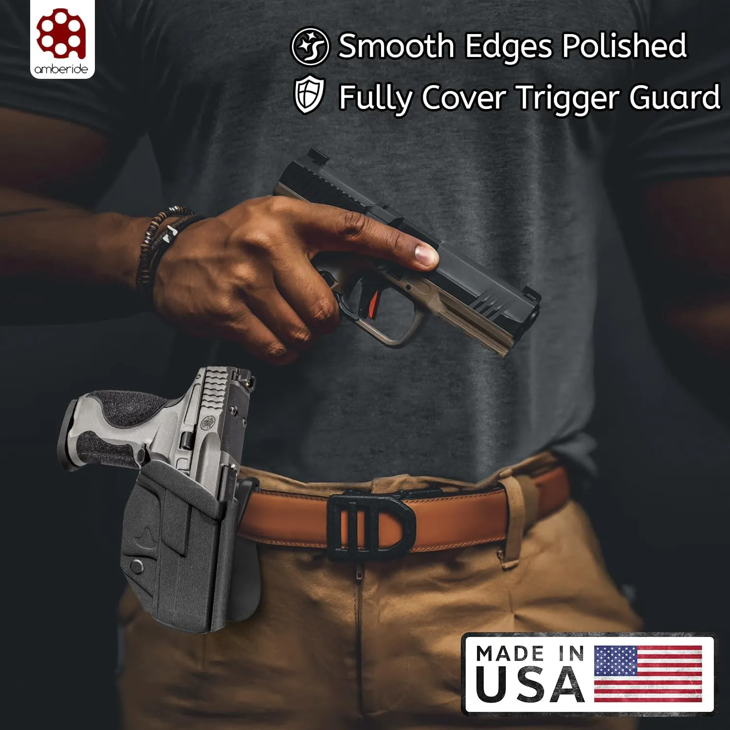 Kimber Micro 9 Holster IWB OWB Kydex Holster Fit: Kimber Micro 9mm Pistol – Inside Waistband Concealed Carry – Adjustable Cant & 'Posi-Click' Retention – No Wear - No Jitter - USA Made by Amberide