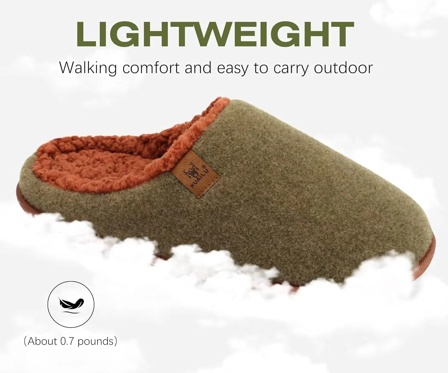 KuaiLu Mens House Memory Foam Slippers with Comfy Warm Plush Lining Felt Slip On Casual Pantuflas Mans Comfortable Bedroom Shoes Rubber Sole for Indoor&Outdoor (Mens Size 7-15)