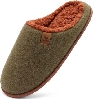 KuaiLu Mens House Memory Foam Slippers with Comfy Warm Plush Lining Felt Slip On Casual Pantuflas Mans Comfortable Bedroom Shoes Rubber Sole for Indoor&Outdoor (Mens Size 7-15)