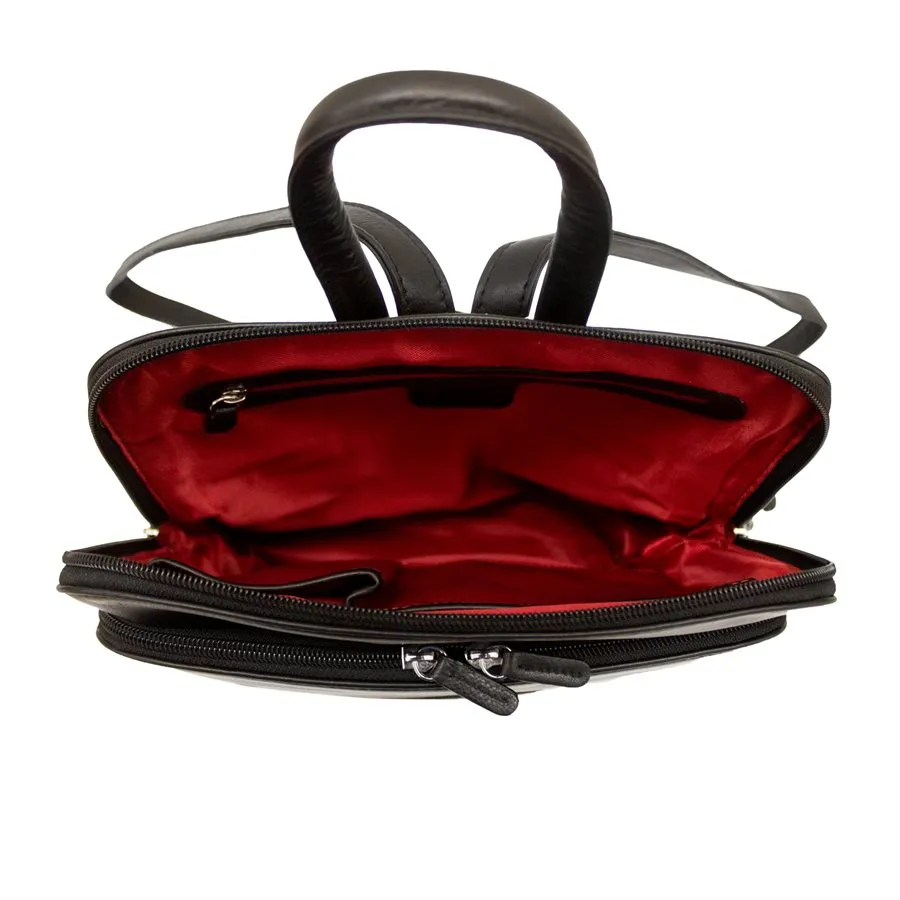 Leather backpack with adjustable strap