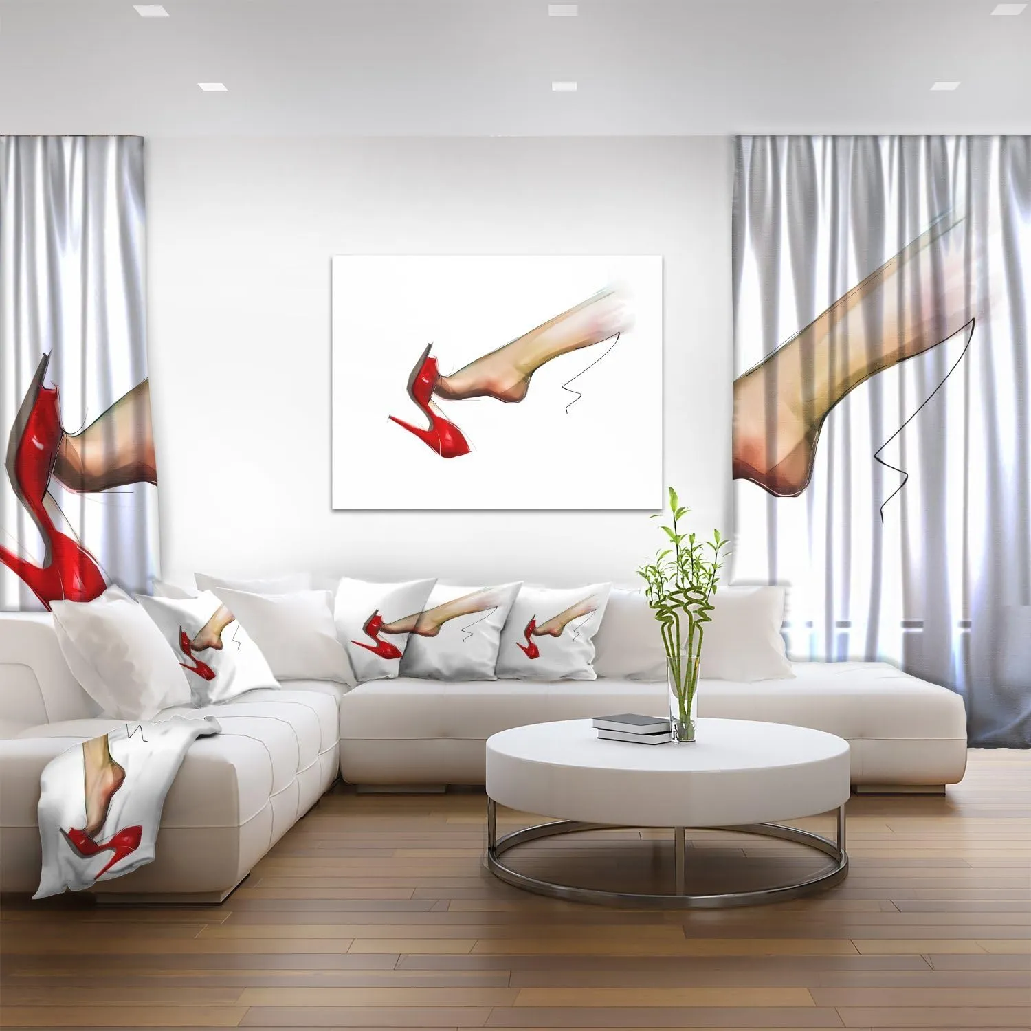 Leg Wearing High Heel Red Shoe Abstract Portrait Canvas Print