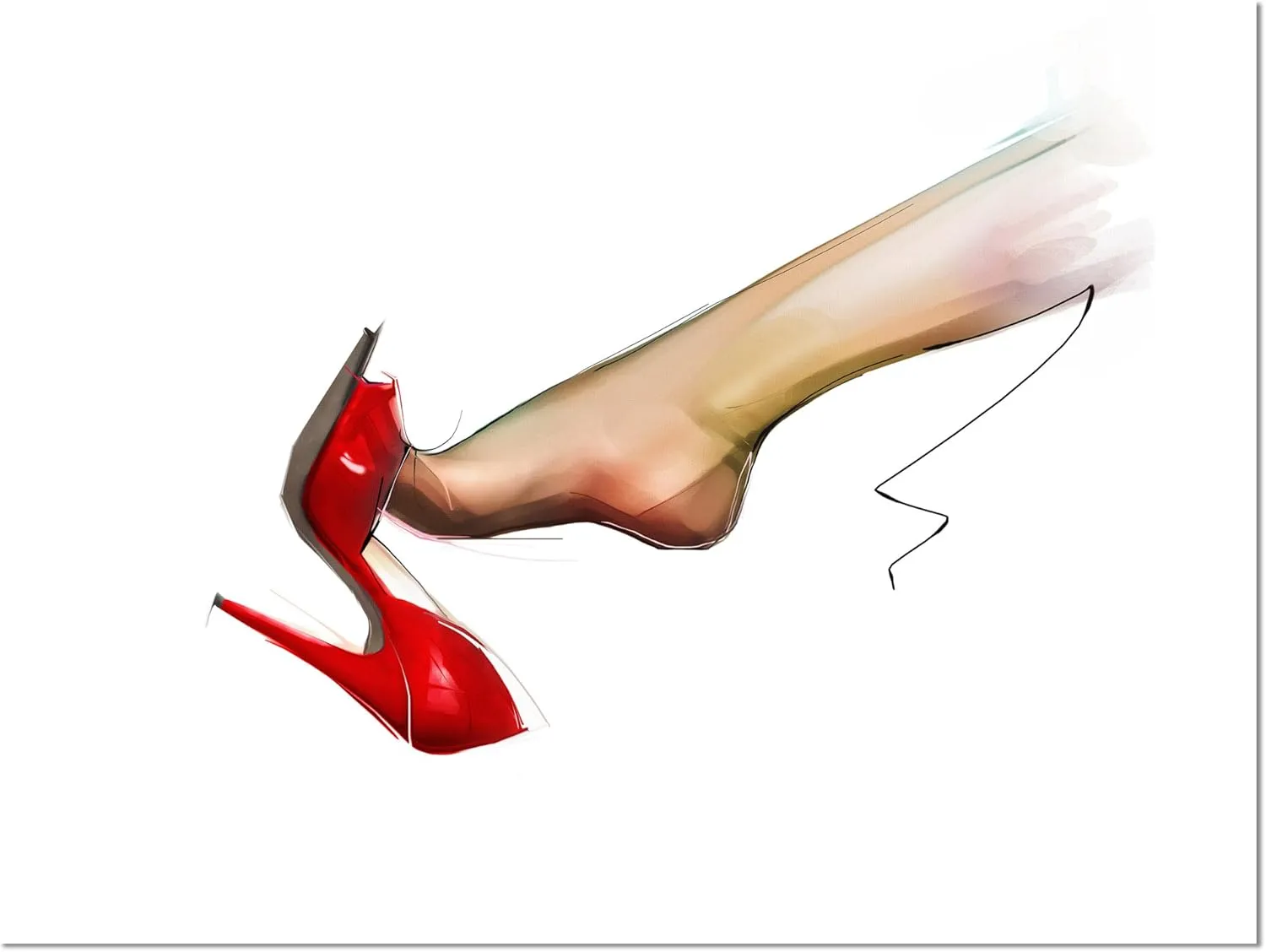 Leg Wearing High Heel Red Shoe Abstract Portrait Canvas Print