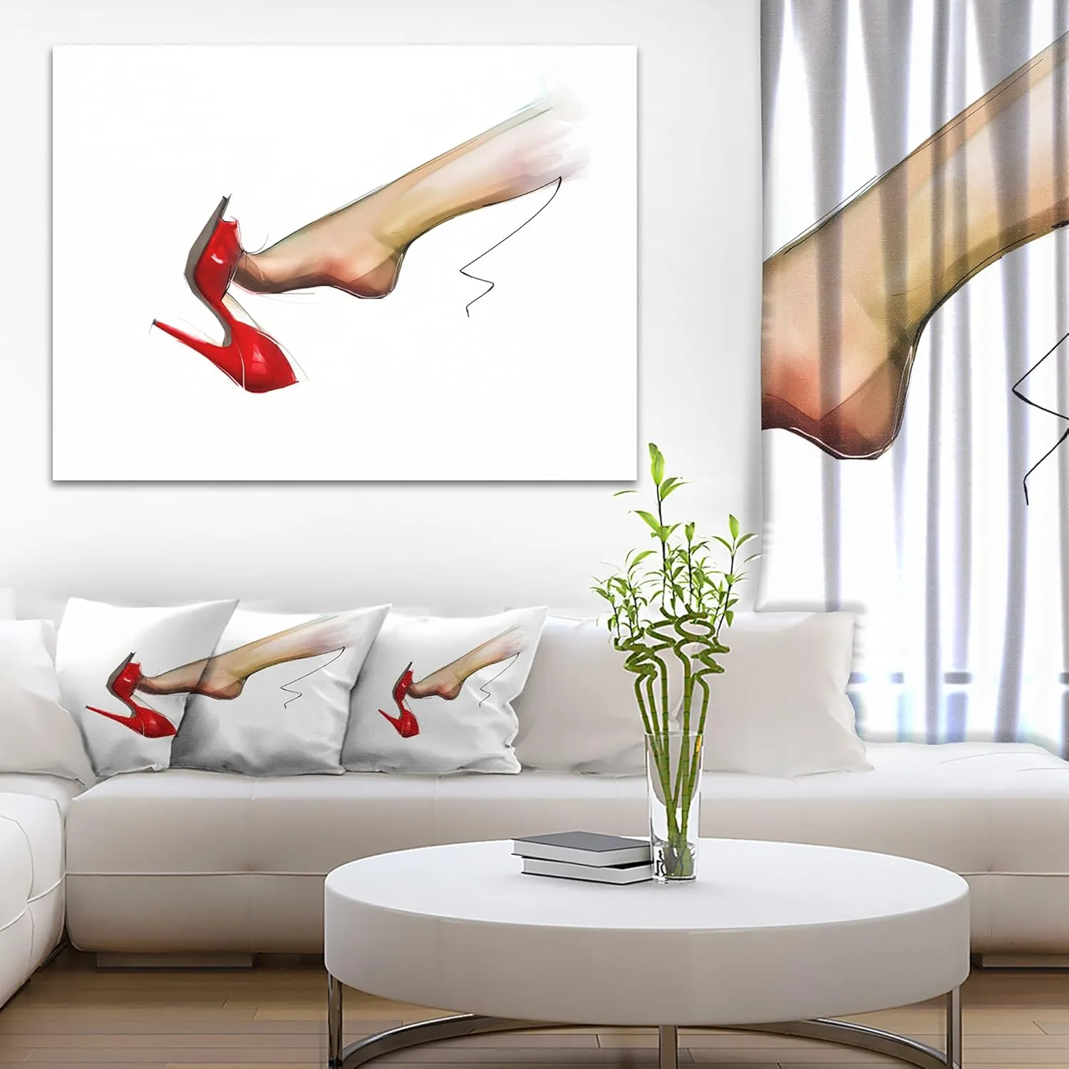 Leg Wearing High Heel Red Shoe Abstract Portrait Canvas Print
