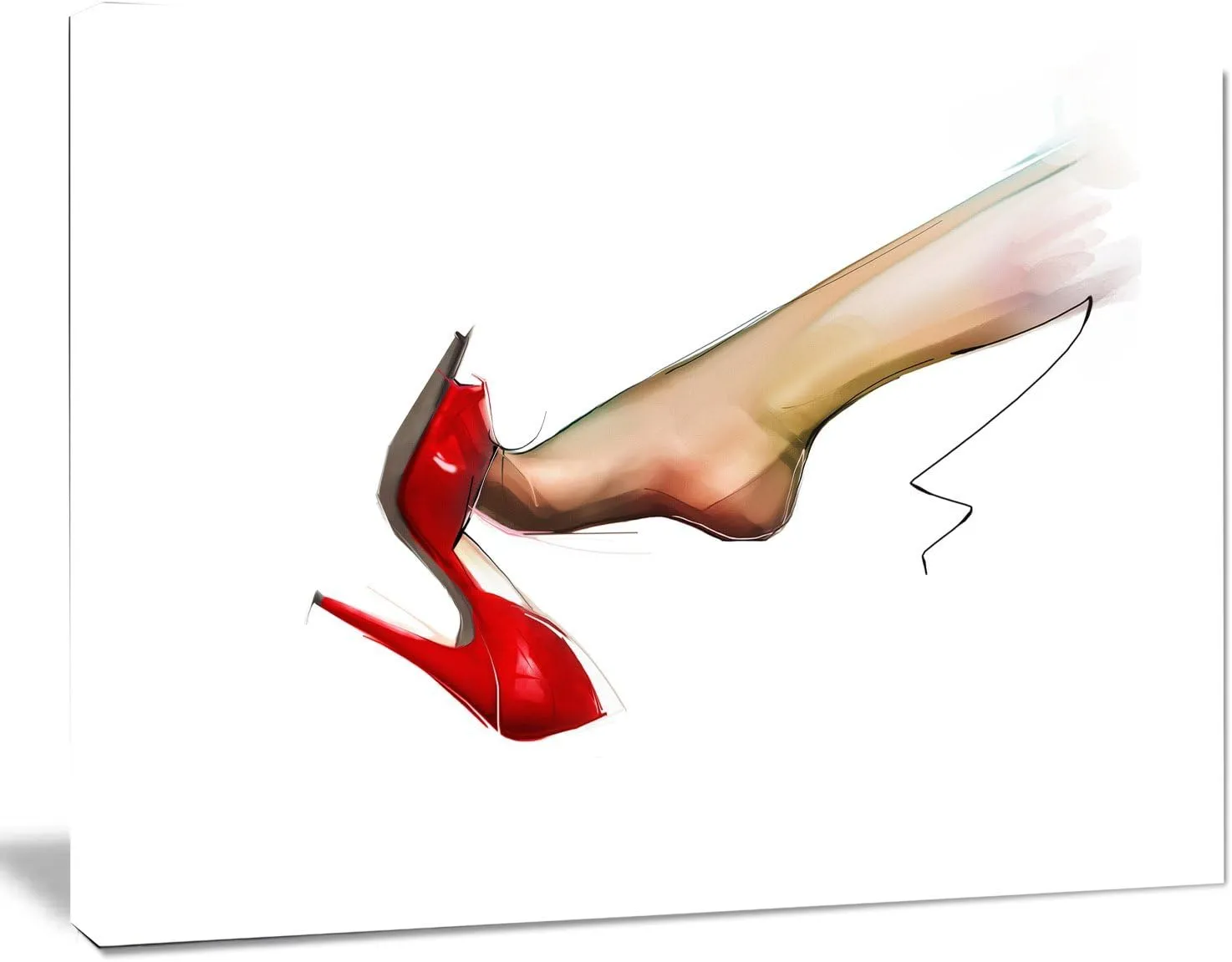 Leg Wearing High Heel Red Shoe Abstract Portrait Canvas Print