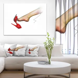 Leg Wearing High Heel Red Shoe Abstract Portrait Canvas Print