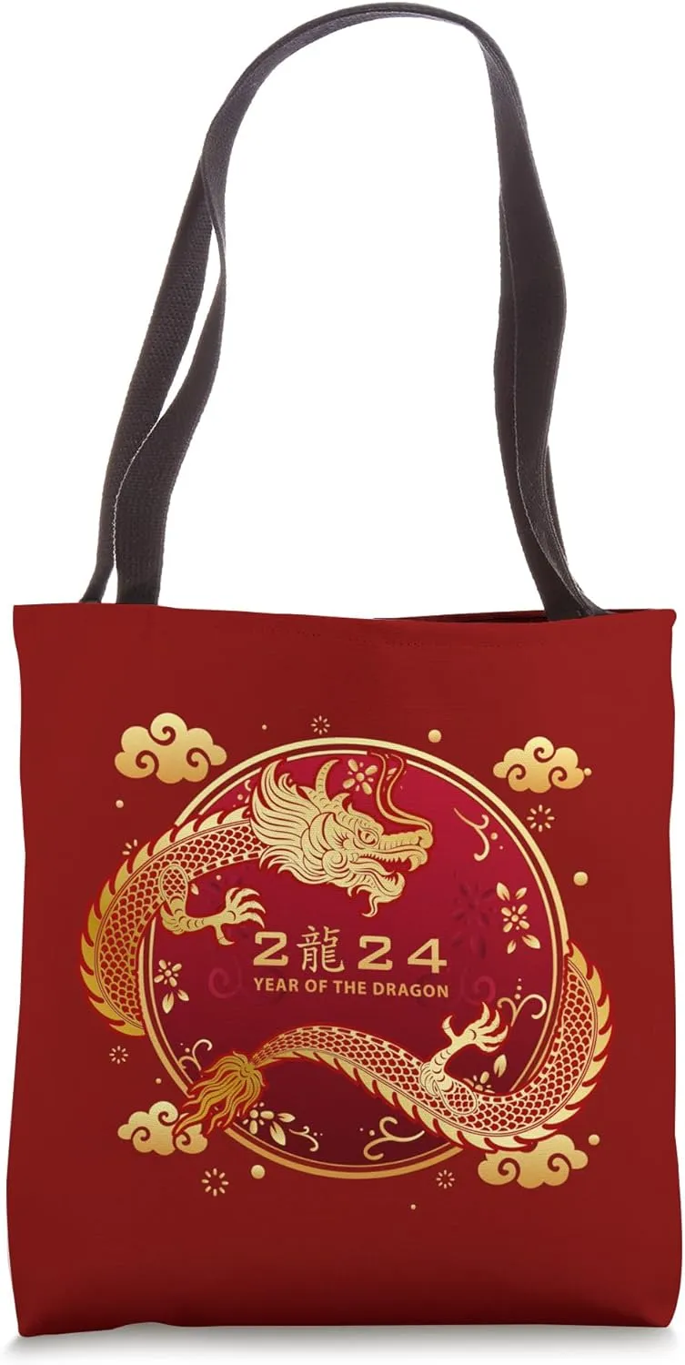 Lucky Money Red Envelope Red Pocket Dragon Year Ingot Coin Tote Bag