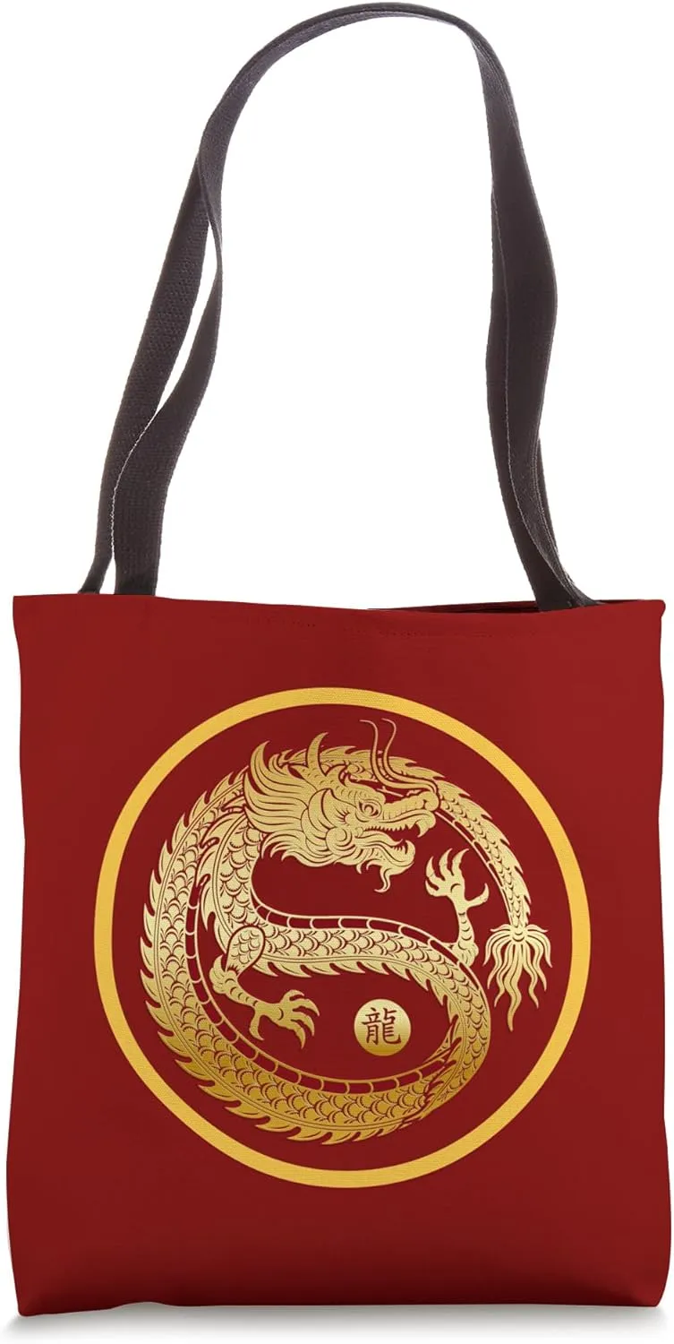 Lucky Money Red Envelope Red Pocket Dragon Year Ingot Taiji Tote Bag