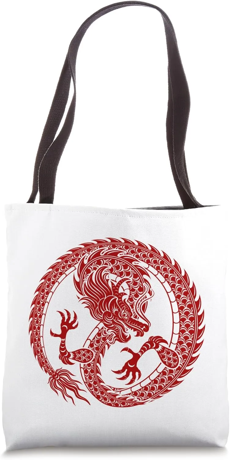 Lucky Money Red Envelope Red Pocket Dragon Year Ingot Zen Tote Bag