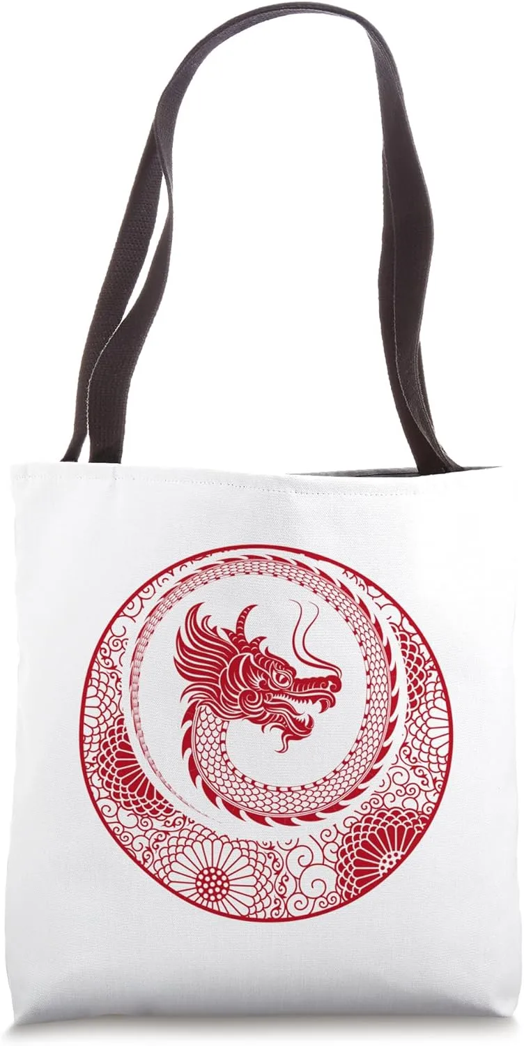 Lucky Money Red Envelope Red Pocket Dragon Year Ingot Zen Tote Bag